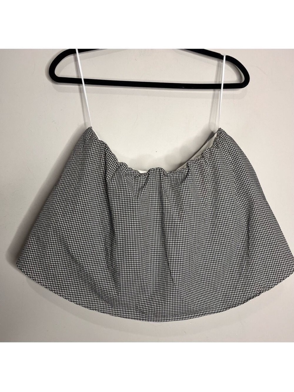 NWT Aritzia Babaton Eckerd Blouse Strapless Cropped Flounced Micro Gingham - Picture 5 of 8